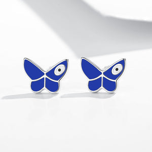 GE3031 925 Sterling Silver Blue Butterfly Stud Earring
