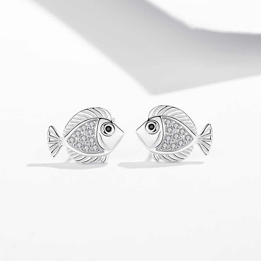 GE3034 925 Sterling Silver Tropical Fish Stud Earring