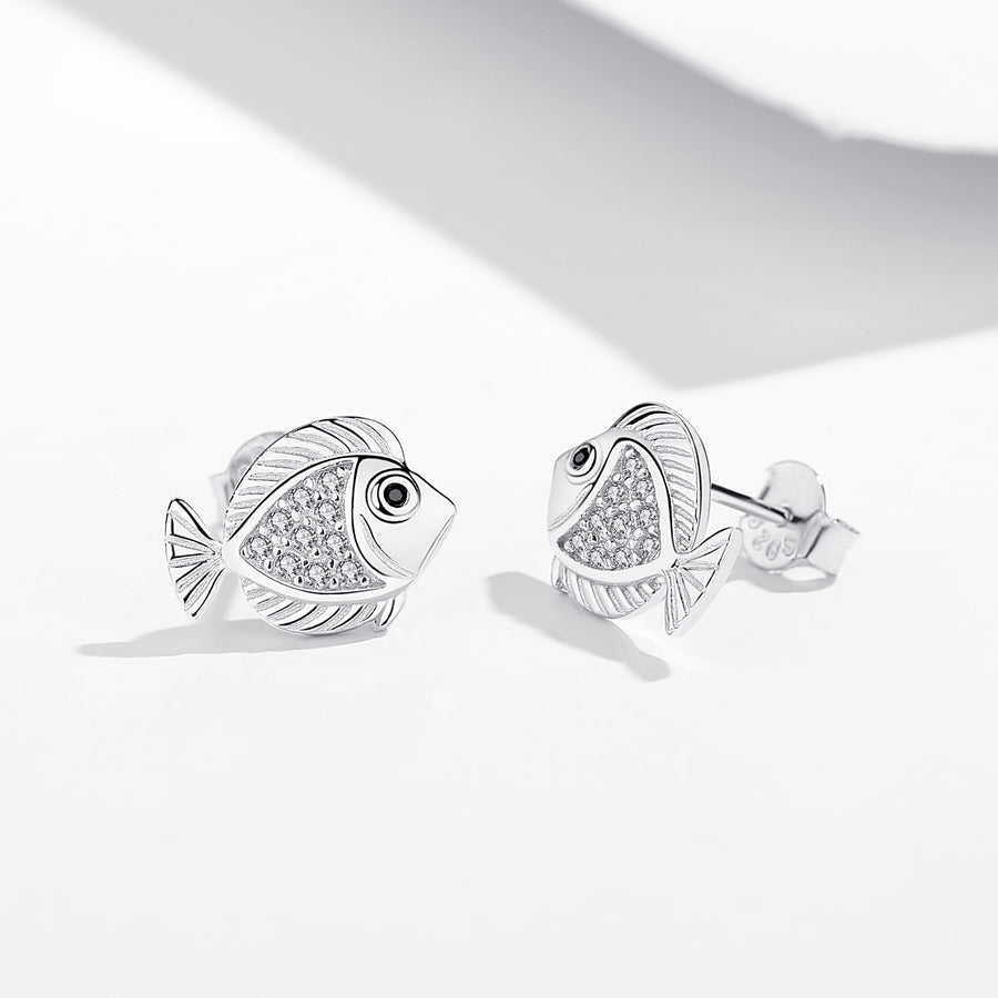 GE3034 925 Sterling Silver Tropical Fish Stud Earring