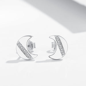 GE3039 925 Sterling Silver Moon Stud Earring