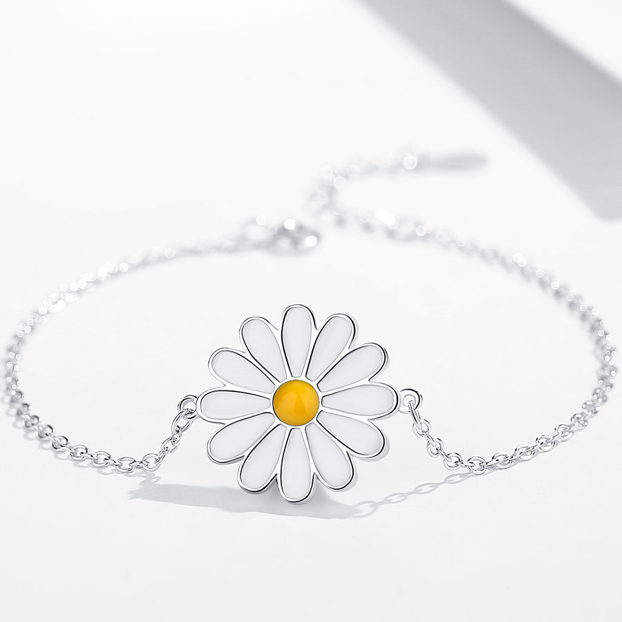 GS2011 925 Silver  Flower Daisy Bracelet
