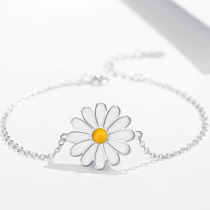 GS2011 925 Sterling Silver Enamel Daisy Flower Bracelet