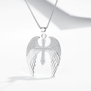 GX1073 925 Sterling Silver White CZ Wings Of An Angel Necklace
