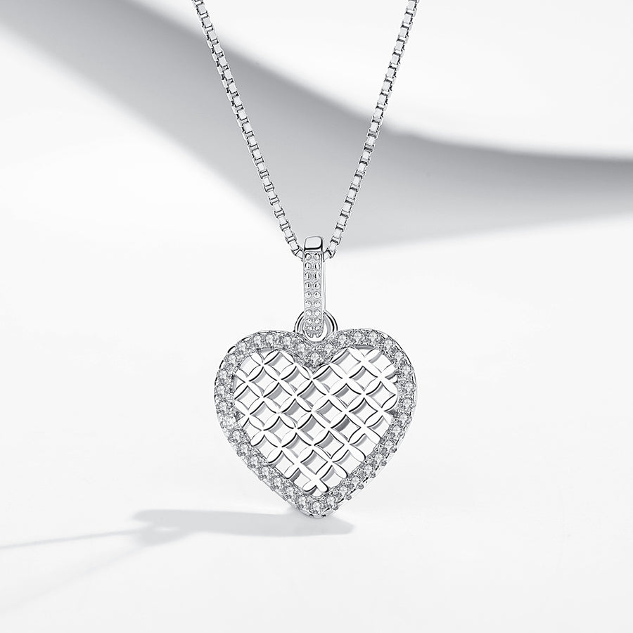 GX1083 925 Sterling Silver White CZ Heart Pendant Necklace