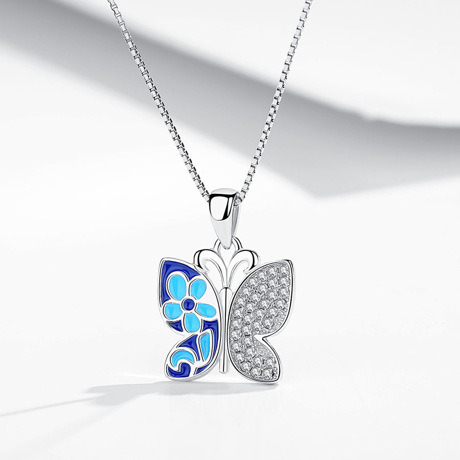 GX1091 925 Sterling Silver Butterfly Pendant Necklace