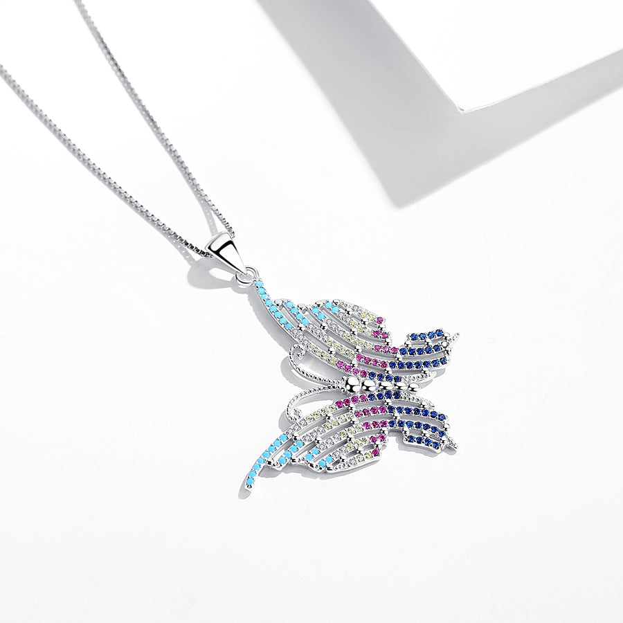 GX1095 925 Sterling Silver Colorful Butterfly Necklace