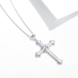 GX1096 925 Sterling Silver CZ Cross Pendant Necklace