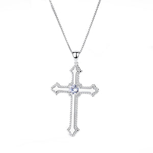 GX1096 925 Sterling Silver CZ Cross Pendant Necklace