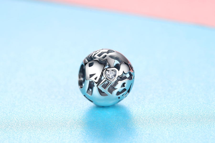 PY1790 925 Sterling Silver World Charm Bead