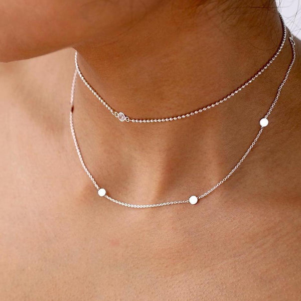 FX0388 925 Sterling Silver Super Disc Choker Necklace