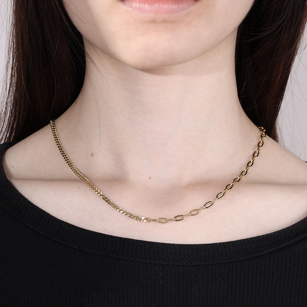 FX0894 925 Sterling Silver Mixed Link Chain Necklaces For Women