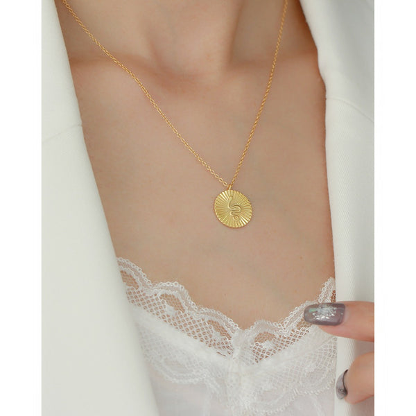 YHN073 925 Sterling Silver Women Snake Texture Coin Pendant Necklace