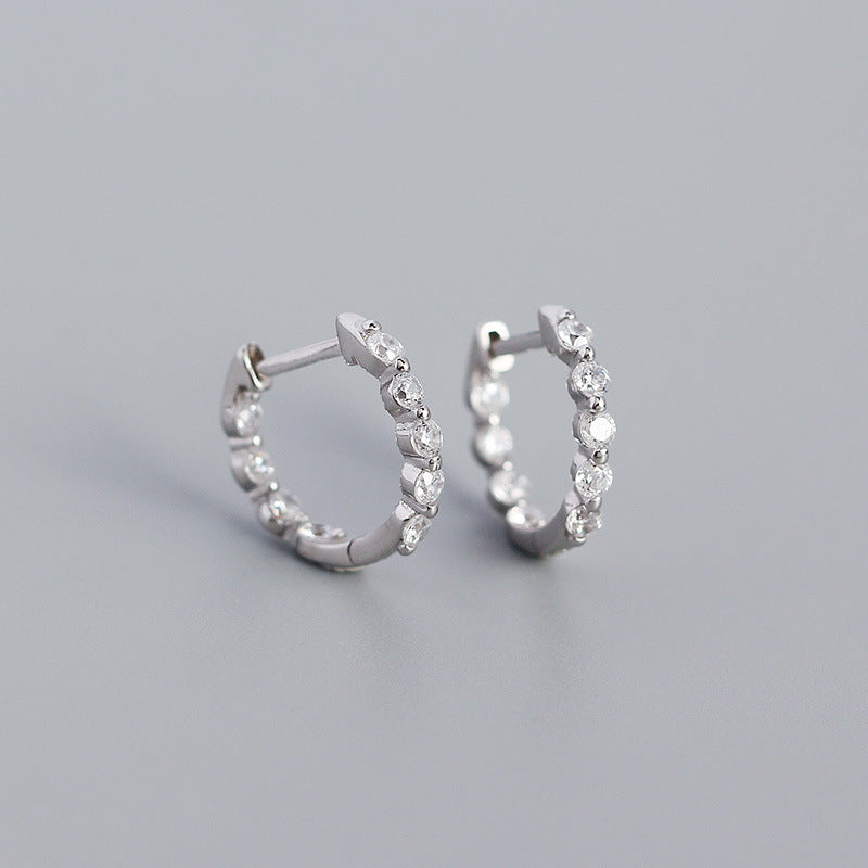 YHE0347 925 Sterling Silver Cubic Zirconia Hoop Earring