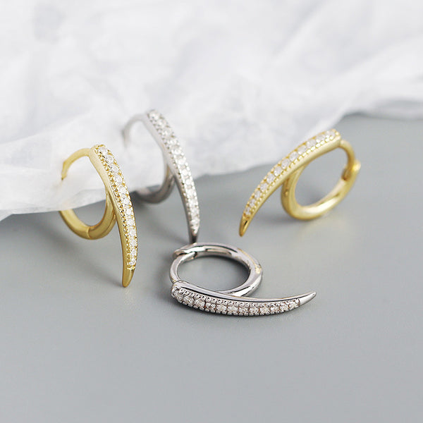 YHE0395 925 Sterling Silver Pave Sparkle Hoop Earring