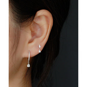 YHE0538 925 Sterling Silver Minimalist Cubic Zirconia Barbell Drop Stud Earrings