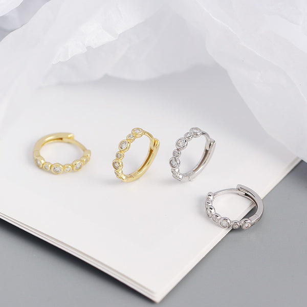 YHE0364 925 Sterling Silver Boutique Cubic Zirconia Hoop Earring