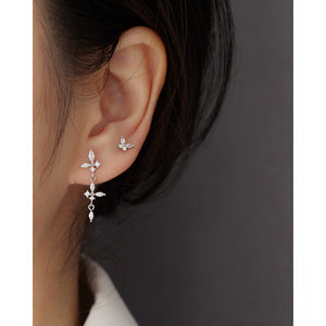 YHE0478 925 Sterling Silver Cubic Zirconia Drop Stud Earrings