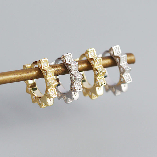 YHE0392 925 Sterling Silver Punk Spike Rivet Earring For Girls