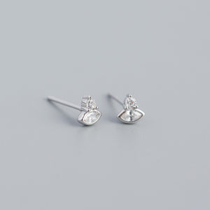 YHE0311 925 Sterling Silver CZ Geometric Marquise Stud Earrings