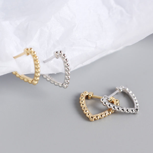 YHE0280 925 Sterling Silver Heart Bead Hoop Women Earring