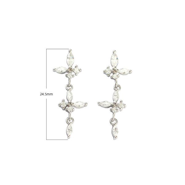 YHE0478 925 Sterling Silver Cubic Zirconia Drop Stud Earrings