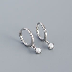 YHE0458 925 Sterling Silver Claw Setting Single Pearl Dangle Earring