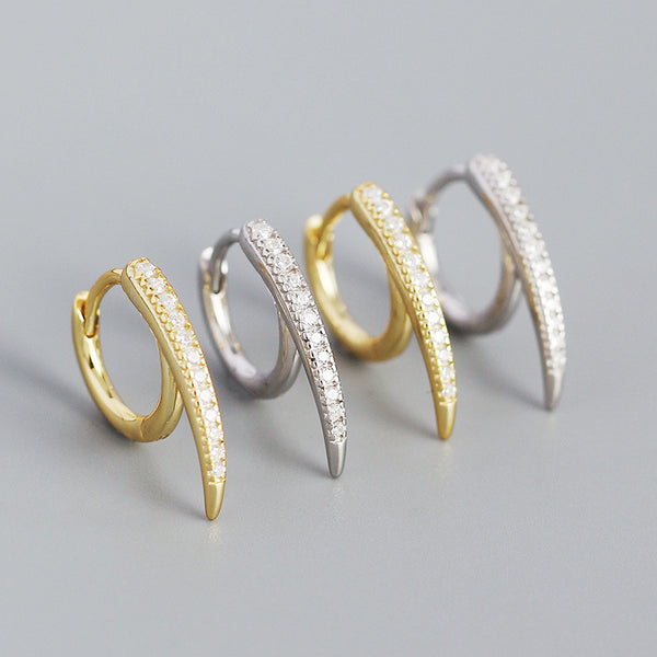 YHE0395 925 Sterling Silver Pave Sparkle Hoop Earring