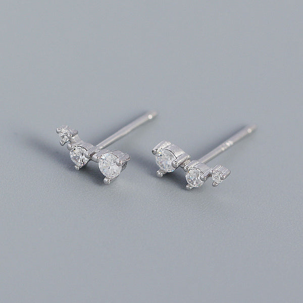 YHE0453 925 Sterling Silver Minimalist CZ Stud Earring