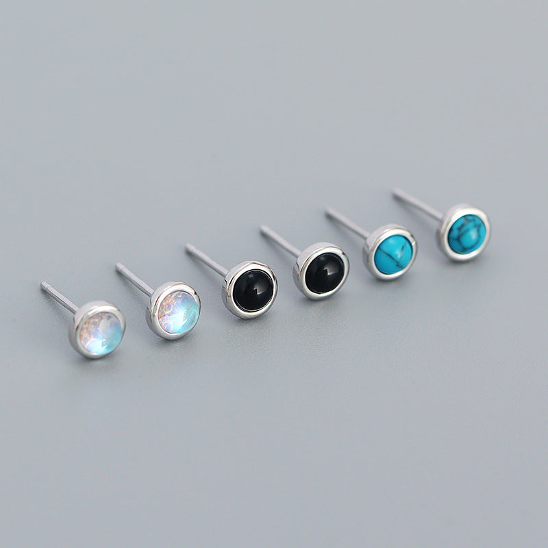 YHE0474 Mini Moonstone Agate Turquoise Stud Earrings