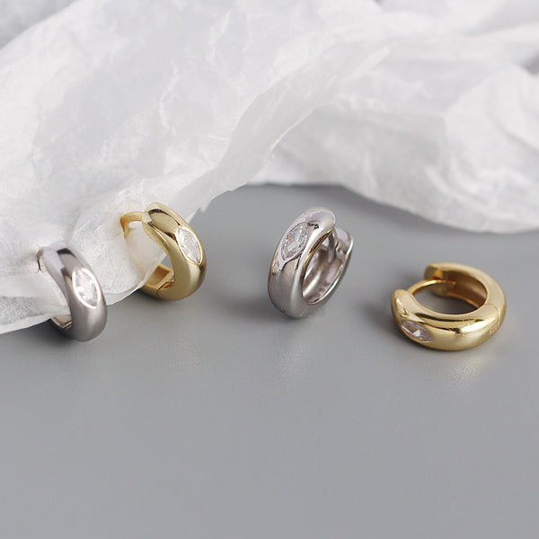 YHE0356 925 Sterling Silver Marquis Cubiz Zirconia Heavy Duty Earrings