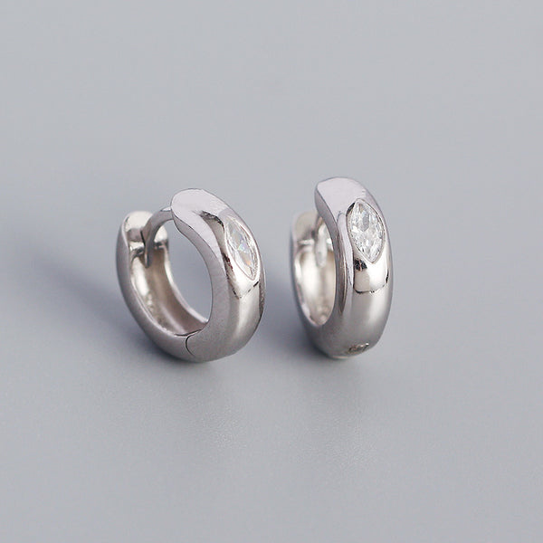 YHE0356 925 Sterling Silver Marquis Cubiz Zirconia Heavy Duty Earrings