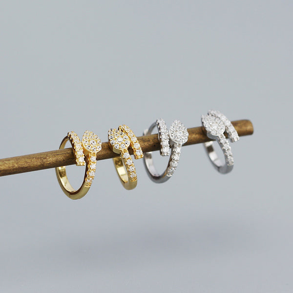 YHE0514 925 Sterling Silver Pave Cubic Zirconia Snake Mini Hoop Earrings