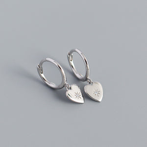 YHE0352 925 Sterling Silver Minimalist Heart Earring With CZ