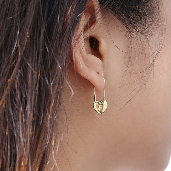 YHE0291 925 Sterling Silver Forever Love Heart Pin Earring