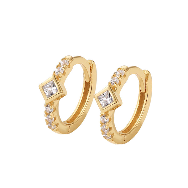 YHE0476 925 Sterling Silver Classic Cubic Zirconia Hoop Earrings