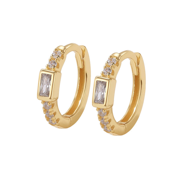 YHE0476 925 Sterling Silver Classic Cubic Zirconia Hoop Earrings