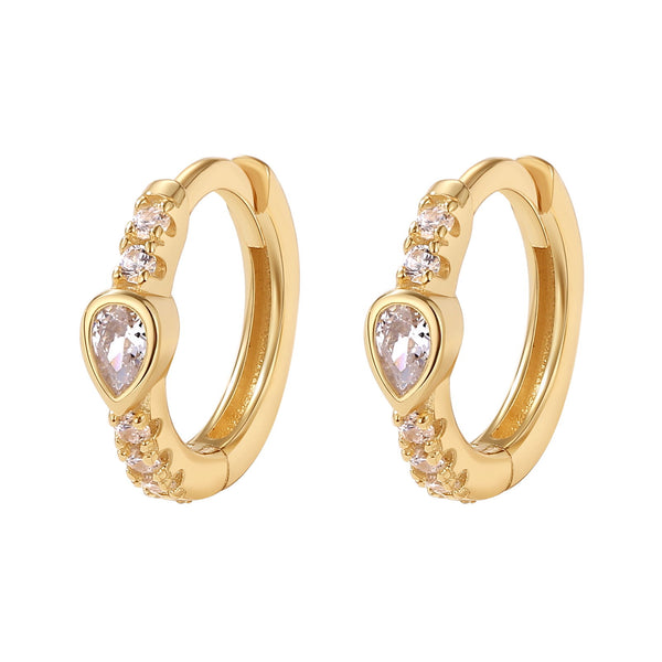 YHE0476 925 Sterling Silver Classic Cubic Zirconia Hoop Earrings