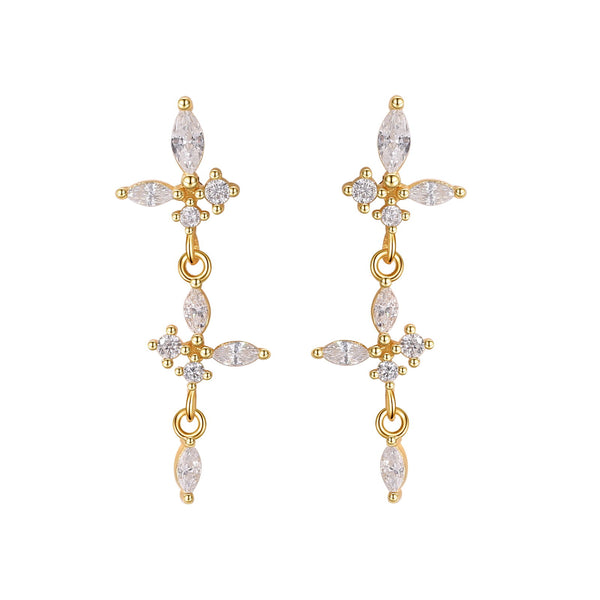 YHE0478 925 Sterling Silver Cubic Zirconia Drop Stud Earrings