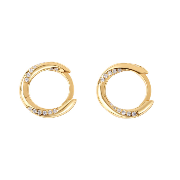 YHE0504 925 Sterling Silver Classic Cubic Zirconia Teist Hoop Earrings