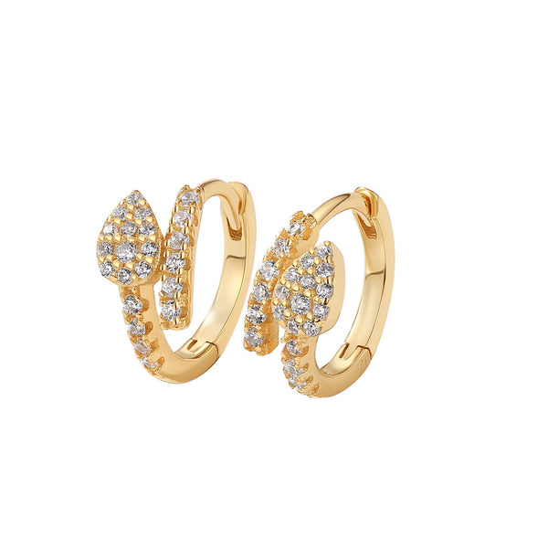 YHE0514 925 Sterling Silver Pave Cubic Zirconia Snake Mini Hoop Earrings