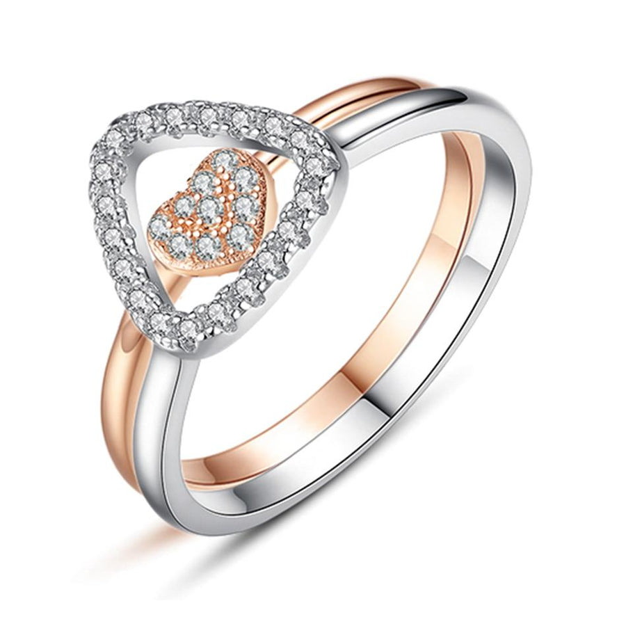 YJ1245  925 Sterling Silver Rose Gold-Color Heart Ring Jewelry Gift