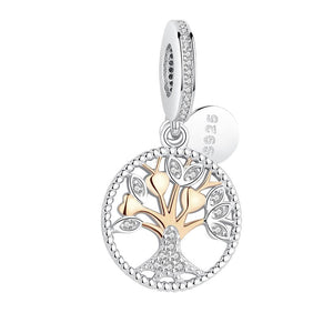 PY1411 925 Sterling Silver Rose Gold-Color Tree of Life Charm