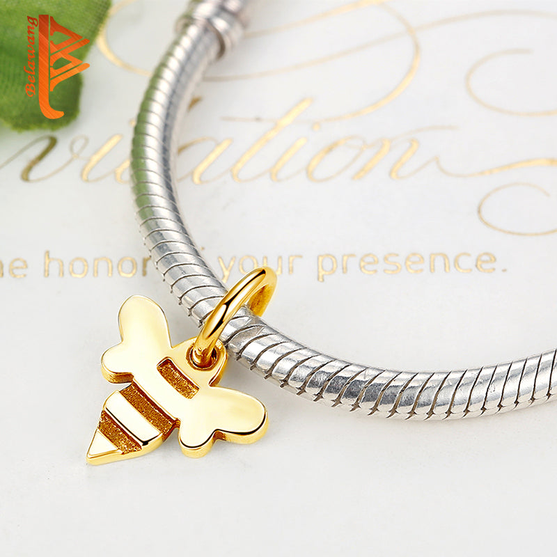 PY1283_M 925 Sterling Silver Honey Bee Charms