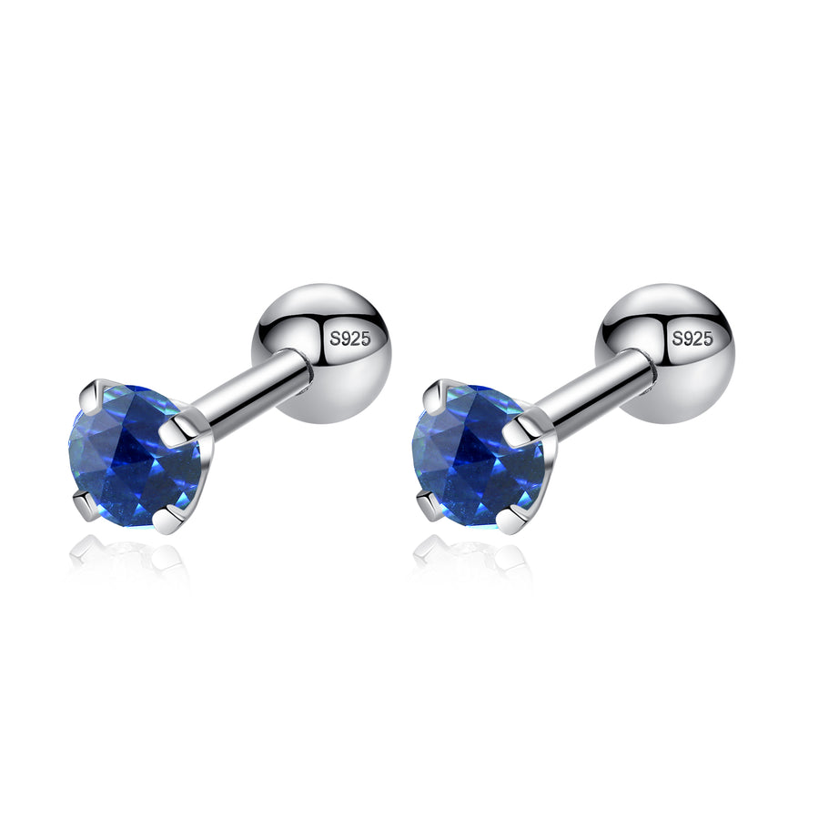 YE3208 925 Sterling Silver Blue CZ Stud Earrings