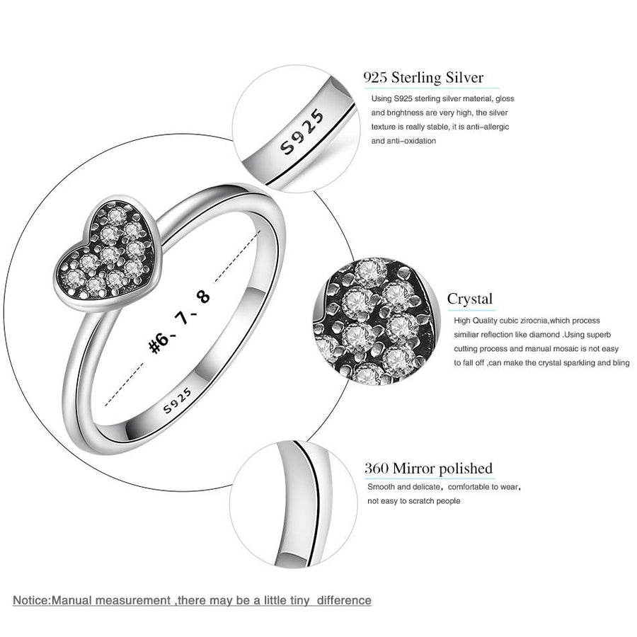 YJ1166 925 Sterling Silver Love Heart CZ Ring for Anniversary