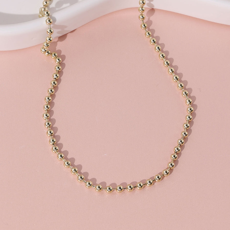FX0888 925 Sterling Silver Ball Bead Chain Necklace