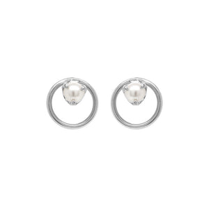 PE0023 925 Sterling Silver Dainty Circle Mother Pearl Stud Earrings