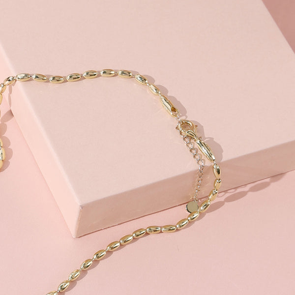 FX0889 925 Sterling Silver Oval Ball Beaded Chain Necklace