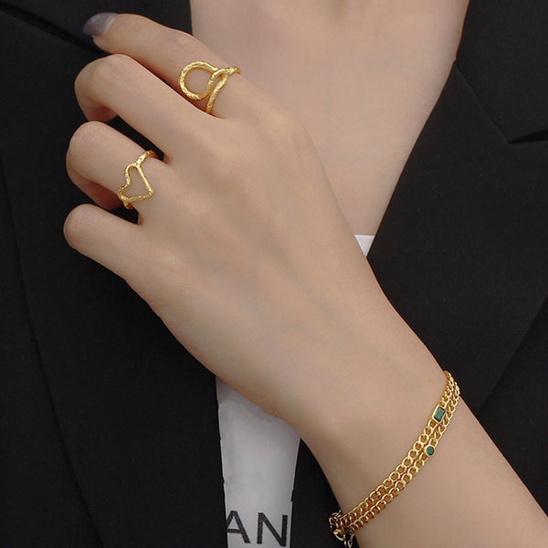 TYJ0304 925 Sterling Silver Heart Adjustable Ring