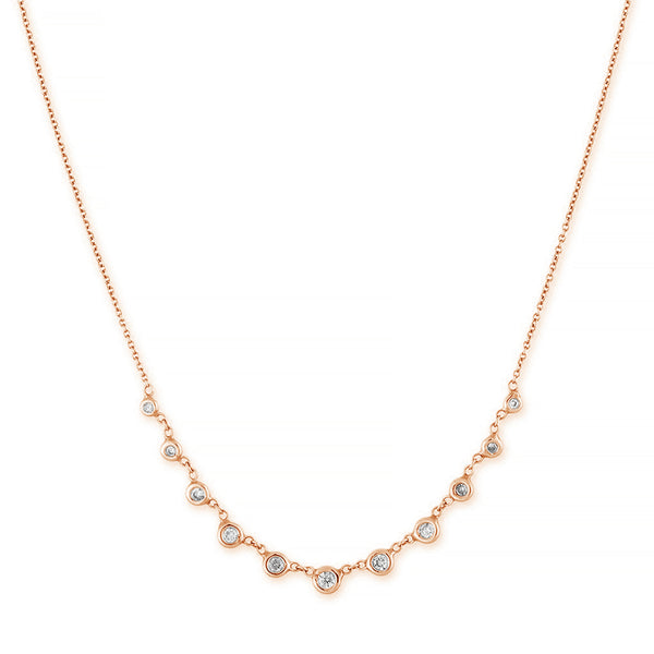 FX0445 925 Sterling Silver Eleven Zircon Bezel Necklace